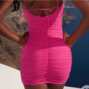 Oh Polly Pink Ruched Mini Dress